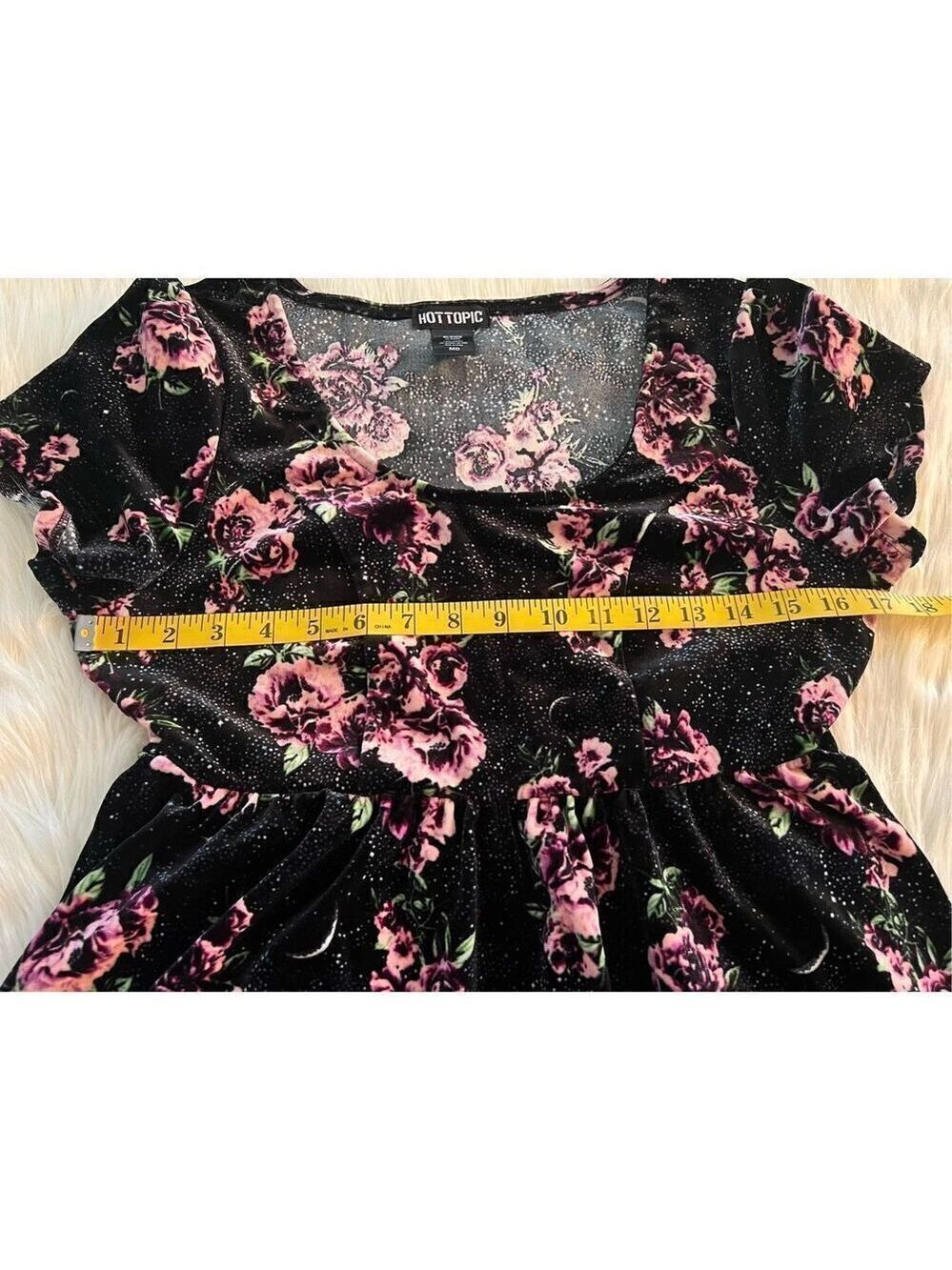 Hot Topic Roses & Moons Velvet Dress (Med) - Picture 7 of 9